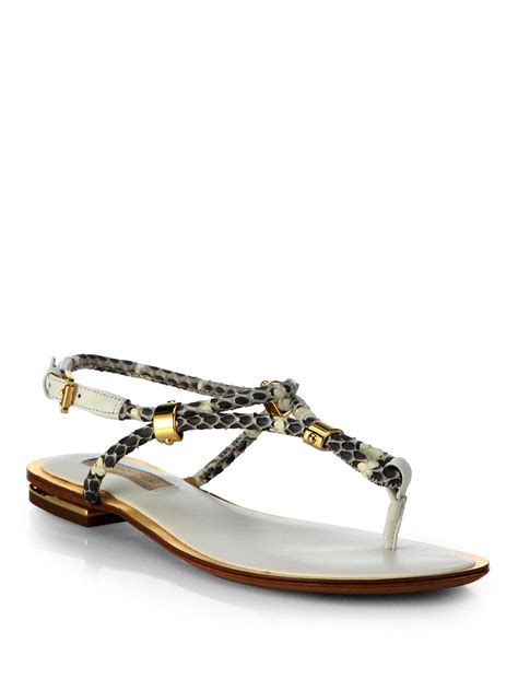 michael kors leather flat sandals|Michael Kors snakeskin flats.